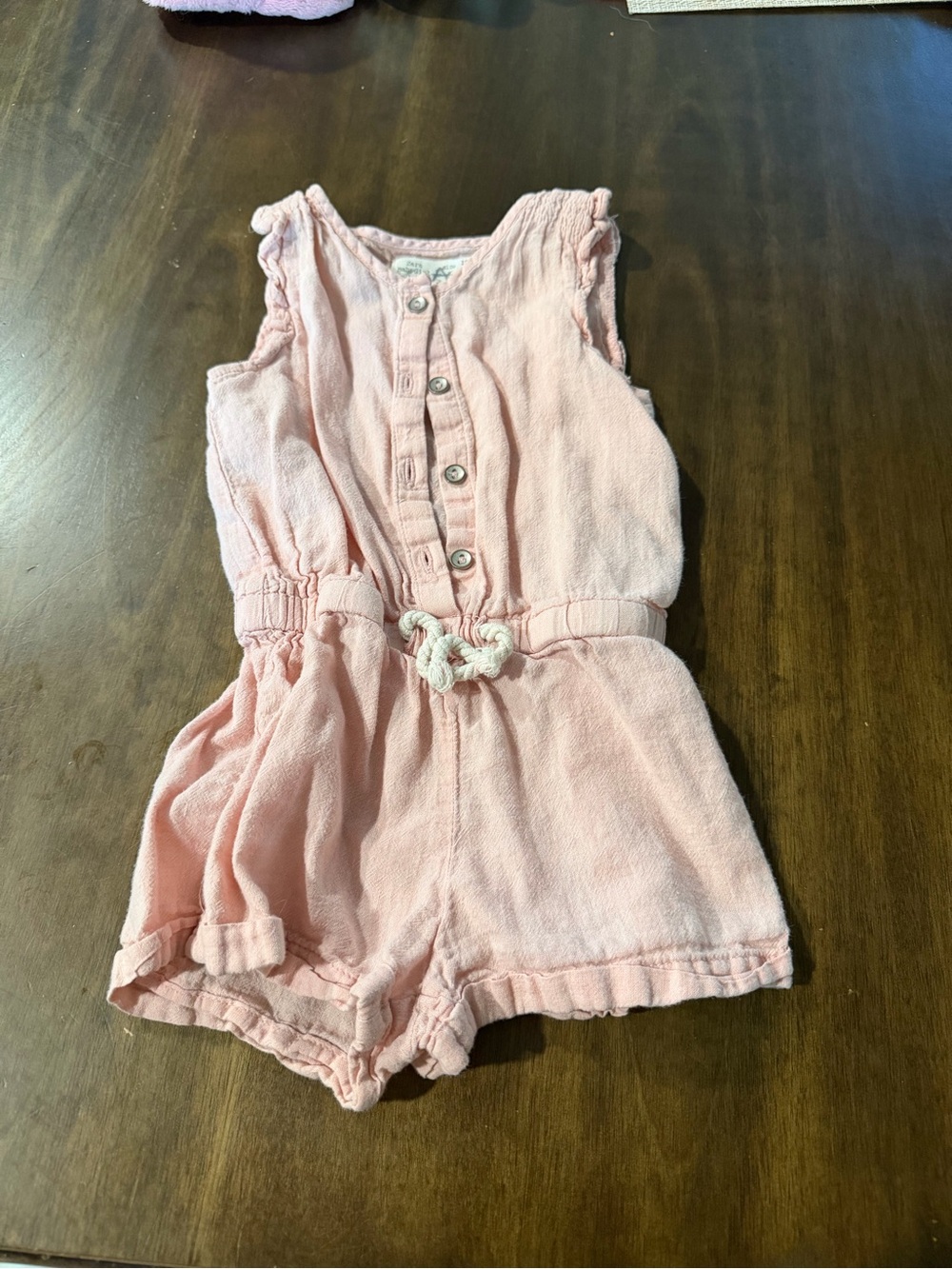 Zara Pink Rope-Waist Cotton Romper